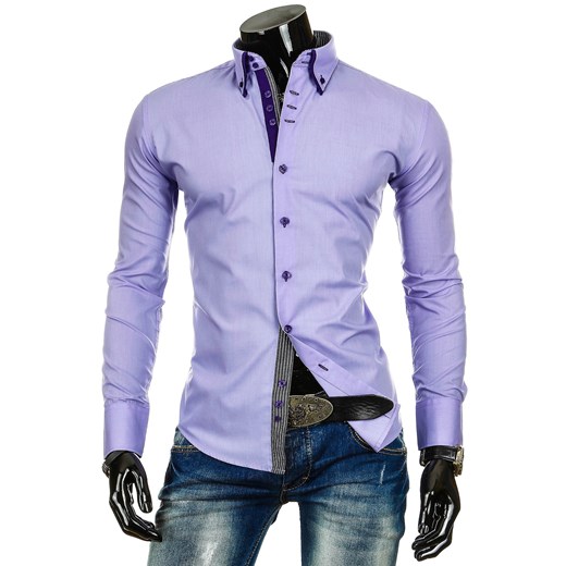 Koszula z długim rękawem (dx0233) - Fioletowy dstreet niebieski bawełniane