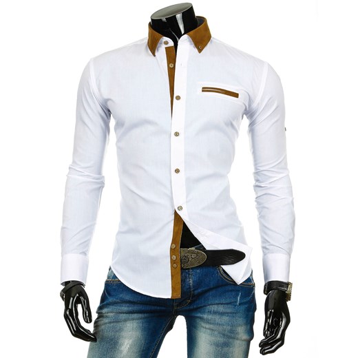 Koszula z długim rękawem (dx0255) dstreet bialy bawełniane