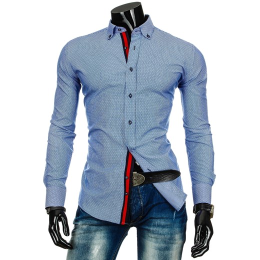 Koszula z długim rękawem (dx0214) - Niebieski dstreet szary bawełniane