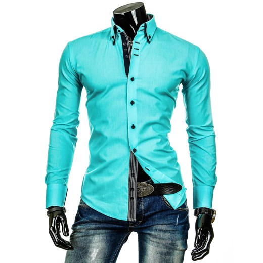 Koszula z długim rękawem (dx0240) - Zielony dstreet turkusowy bawełniane