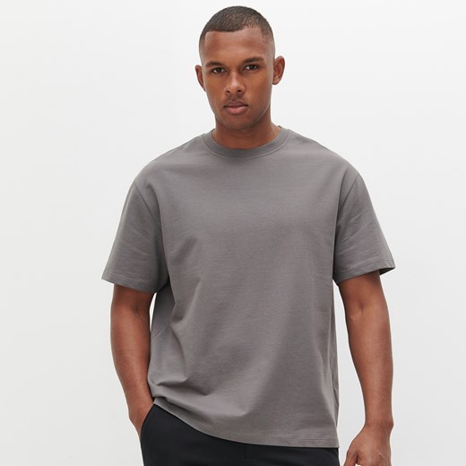 Reserved - Gładki T-shirt z bawełny organicznej - Szary Reserved L okazja Reserved