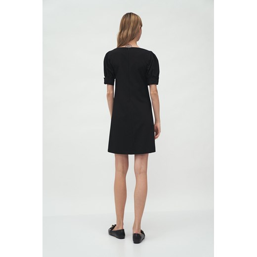Czarna sukienka z bufiastymi rękawami - S166 Nife M (38) Świat Bielizny