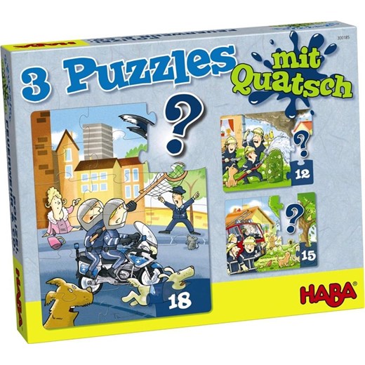 HABA Puzzle - Policja, Straż (3 motywy) (HB300185) babyhop-pl niebieski 