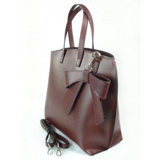 Bordowa Włoska torba A4 Shopper Bag Vera Pelle SB689RR Kemer okazyjna cena Bagażownia.pl