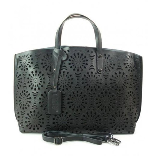 Shopper Bag Vera Pelle Ażurek czarna  SB543N Kemer promocja Bagażownia.pl
