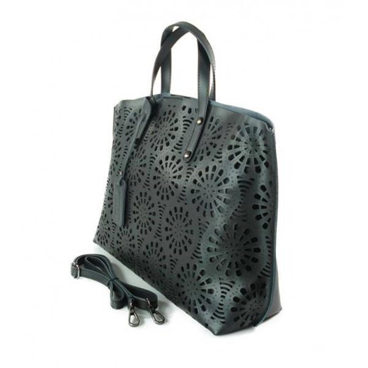 Shopper Bag Vera Pelle Ażurek czarna  SB543N Kemer wyprzedaż Bagażownia.pl