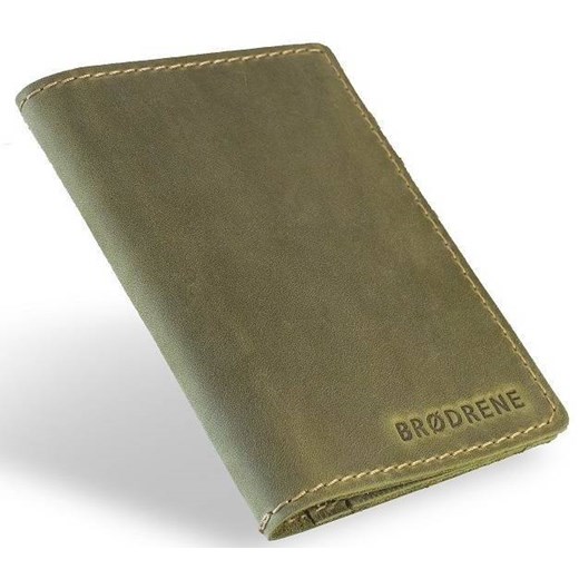 Slim wallet BRØDRENE SW05 super cienki portfel ze skóry zielony okazyjna cena Bagażownia.pl