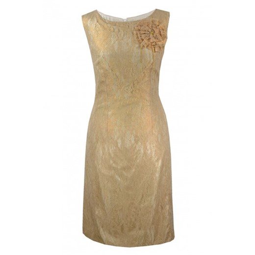 Sisel sukienka koronka złoty beż n-fashion-pl szary abstrakcyjne wzory