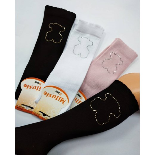 Podkolanówki Cyrkonie Teddy Biel Milusie 24-27 www.e-lily.pl