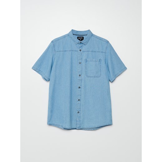 Cropp - Denimowa koszula z krótkimi rękawami - Niebieski Cropp L Cropp
