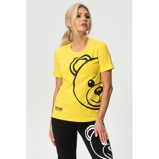 MOSCHINO UNDERWEAR - żółty t-shirt z czarnym misiem Moschino XS outfit.pl