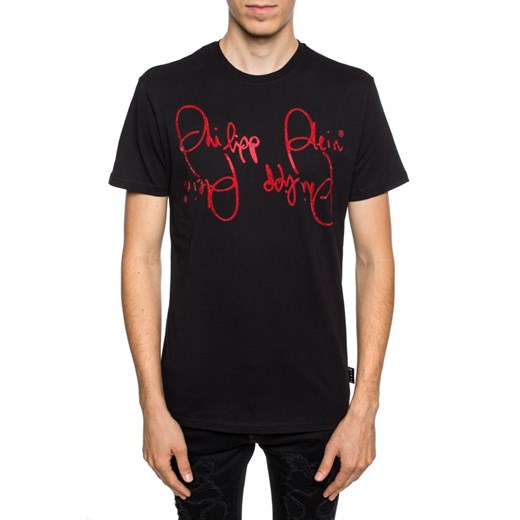 PHILIPP PLEIN t-shirt czarny, męski BLACK/RED LOGO S outfit.pl