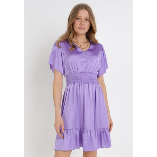 Fioletowa Sukienka Daphniphe ze sklepu Born2be Odzież w kategorii Sukienki - zdjęcie 110519879
