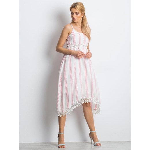 Asymmetric white and pink striped dress Fashionhunters L Factcool