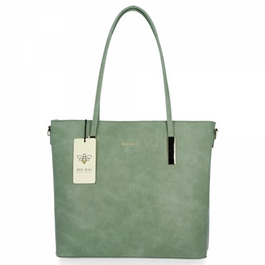 Bee Bag shopper bag ze skóry ekologicznej zielona elegancka duża 