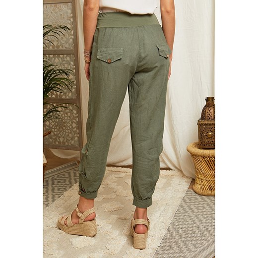 Zielone spodnie damskie Lin Passion z lnu 