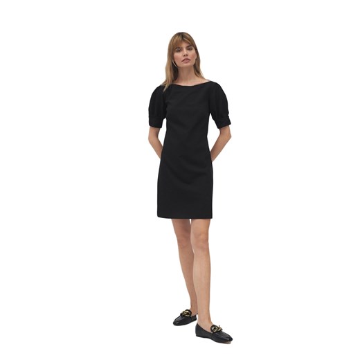 Czarna sukienka z bufiastymi rękawami - S166 Nife L (40) Świat Bielizny