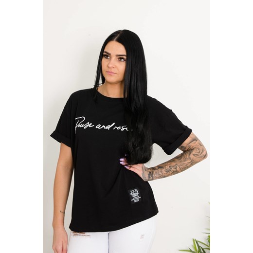 CZARNY T-SHIRT OVERSIZE Z NAPISEM Olika uniwersalny olika.com.pl