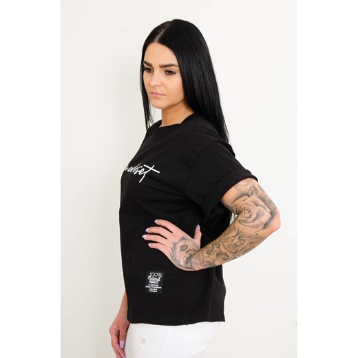 CZARNY T-SHIRT OVERSIZE Z NAPISEM Olika uniwersalny olika.com.pl