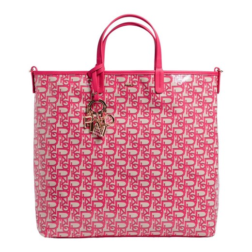 Różowa shopper bag Pinko ze skóry duża 