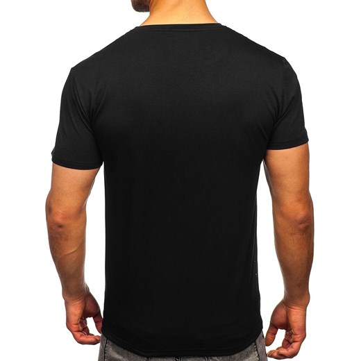 Czarny T-shirt męski z nadrukiem Denley Y70007 2XL promocja Denley