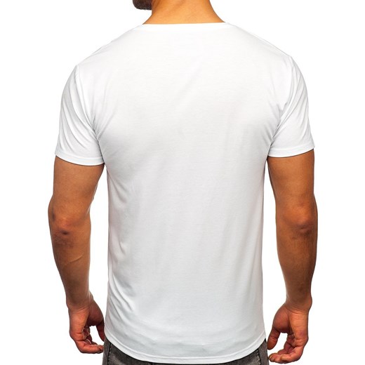 Biały T-shirt męski z nadrukiem Denley Y70007 2XL promocja Denley