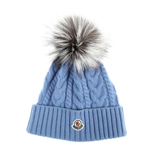 Moncler Czapka dla Kobiet Na Wyprzedaży, jasny niebieski, Bawełna, 2021 Moncler one size okazyjna cena RAFFAELLO NETWORK