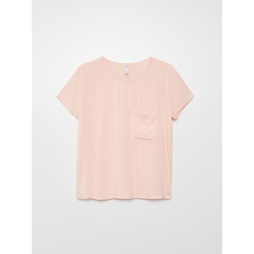 Cropp - Koszulka z kieszenią - Różowy Cropp XL Cropp