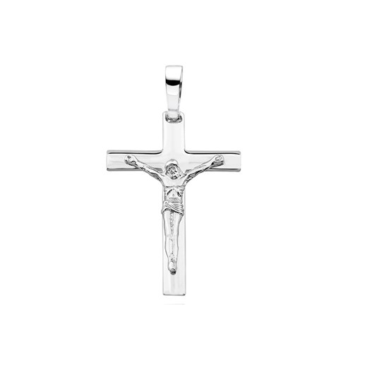 Duży rodowany srebrny krzyżyk krzyż na gruby łańcuch z wizerunkiem Chrystusa srebro 925 KS0191C1 Valerio.pl