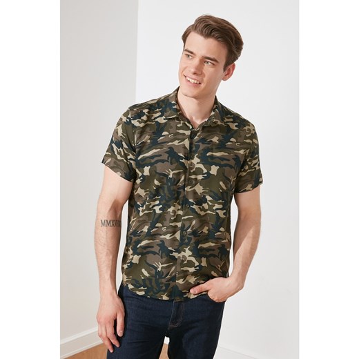 Trendyol Khaki Men Regular Fit Shirt Collar Short Sleeve Camouflage Shirt Trendyol L Factcool