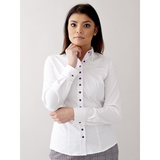 Biała bluzka z kontrastami w kropki Willsoor 50 okazyjna cena Willsoor