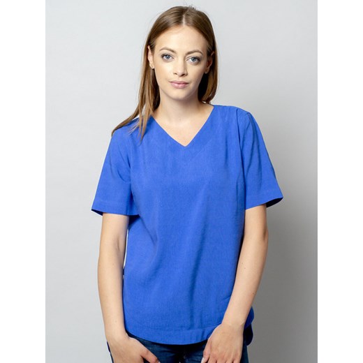 Modrakowa bluzka oversize z krótkim rękawem Willsoor 38 Willsoor okazyjna cena