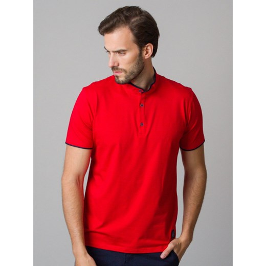 Czerwona koszulka polo ze stójką Willsoor L promocja Willsoor