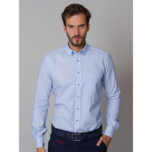 Błękitna klasyczna koszula w paski Willsoor XL (43/44) / 188-194 Willsoor okazyjna cena