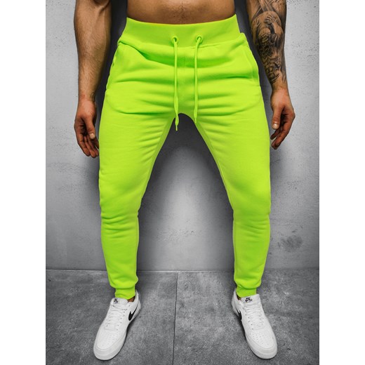 Spodnie dresowe męskie zielone-neonowe OZONEE JS/XW01Z ze sklepu ozonee.pl w kategorii Spodnie męskie - zdjęcie 110971997