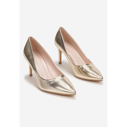 Czółenka złote Renee na wiosnę ze skóry ekologicznej 