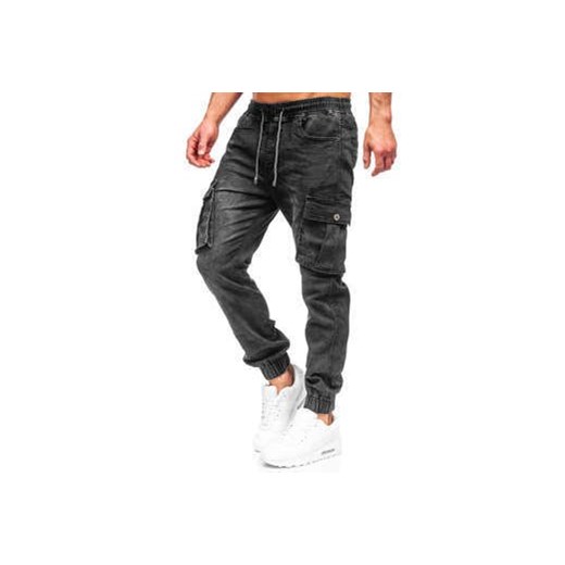 Czarne spodnie jeansowe joggery bojówki męskie Denley K10005 33/L promocja Denley