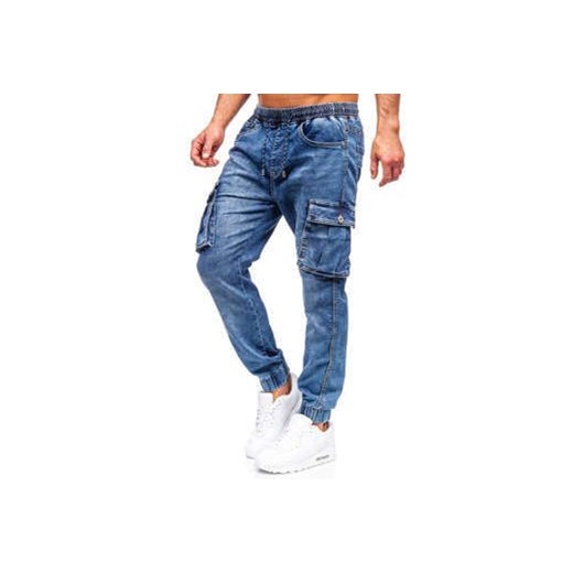 Granatowe spodnie jeansowe joggery bojówki męskie Denley K10005 29/S okazja Denley