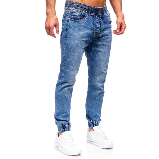 Granatowe spodnie jeansowe joggery męskie Denley K10003 30/S okazja Denley