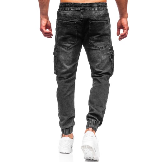Czarne spodnie jeansowe joggery bojówki męskie Denley K10005 30/S Denley okazja