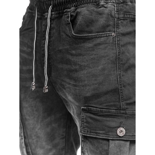Czarne spodnie jeansowe joggery bojówki męskie Denley K10005 36/XL wyprzedaż Denley