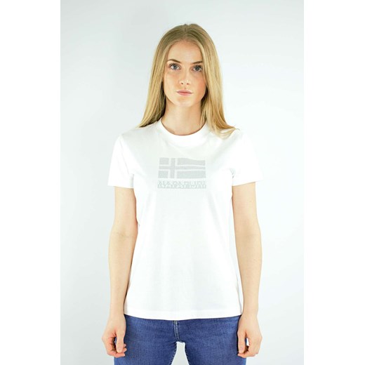 t-shirt damski napapijri np0a4fai0021 biały ze sklepu Royal Shop w kategorii Bluzki damskie - zdjęcie 111025695
