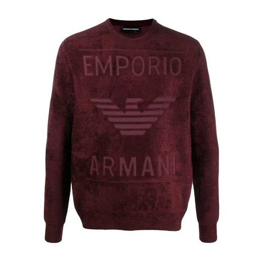 Sweter męski Emporio Armani zimowy z napisami młodzieżowy 