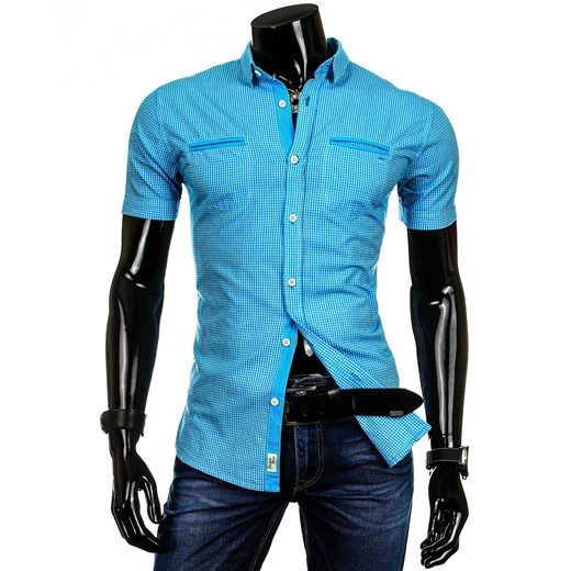 Koszula z krótkim rękawem (kx0382) - Turkusowy dstreet niebieski bawełniane