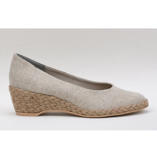 Espadryle koturn (5 cm) jasny len espadryle-pl brazowy jasne