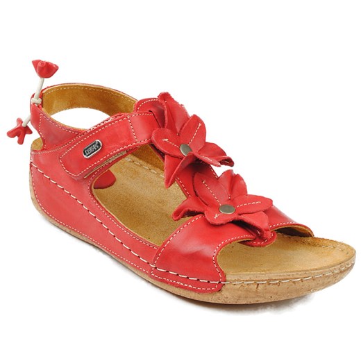 832 Lemar sandały czerwone z kwiatkami milandi-pl brazowy cholewki