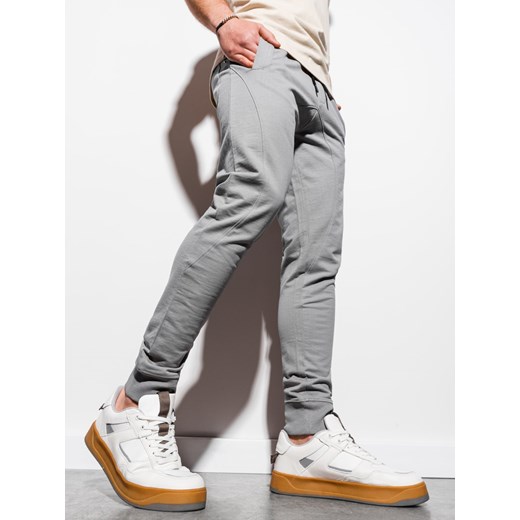 Spodnie męskie dresowe joggery P952 - szare XL ombre