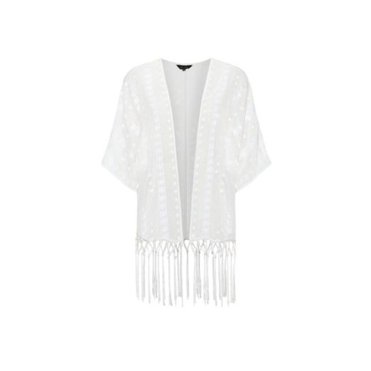 Cream Daisy Embroidered Tassel Hem Kimono  newlook  kimono