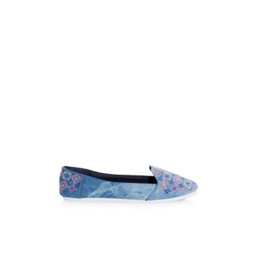 Blue Embroidered Tab Slipper Shoes  newlook  
