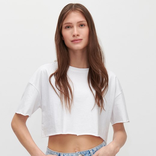 Reserved - Bawełniany crop top - Biały Reserved M Reserved